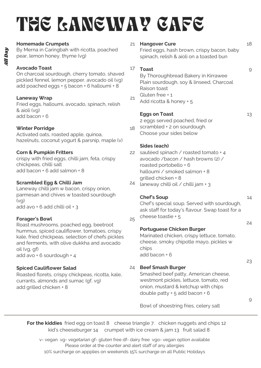 Daneway Menu Weekday Menu
